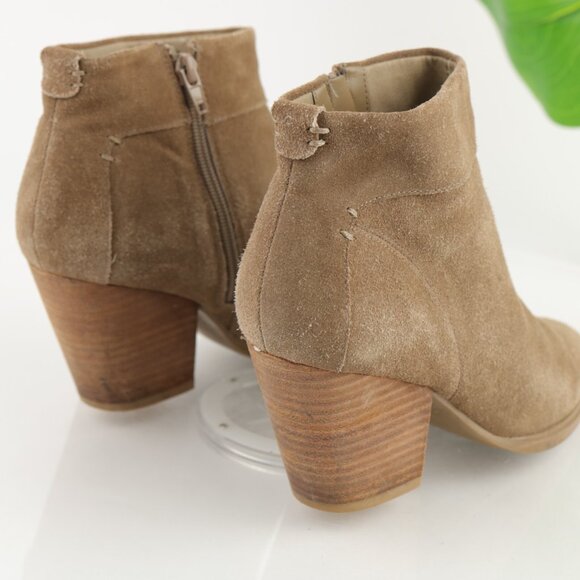 Steve Madden Womens Faander Boot Size 8.5 Tan Taupe Suede Block Heel Bootie - Picture 4 of 11
